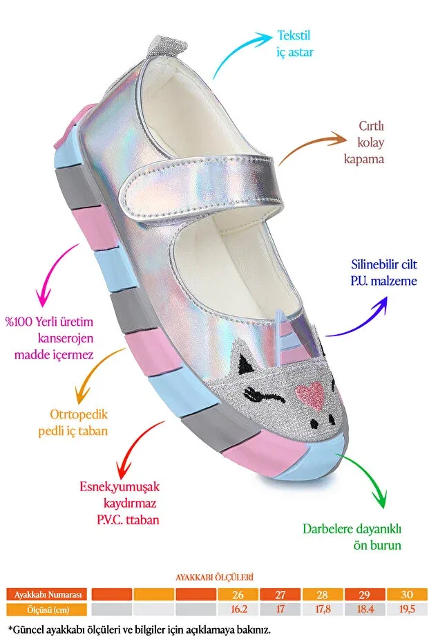 Детские балетки для девочек с подсветкой Kiko Kids, Silver — фото 2