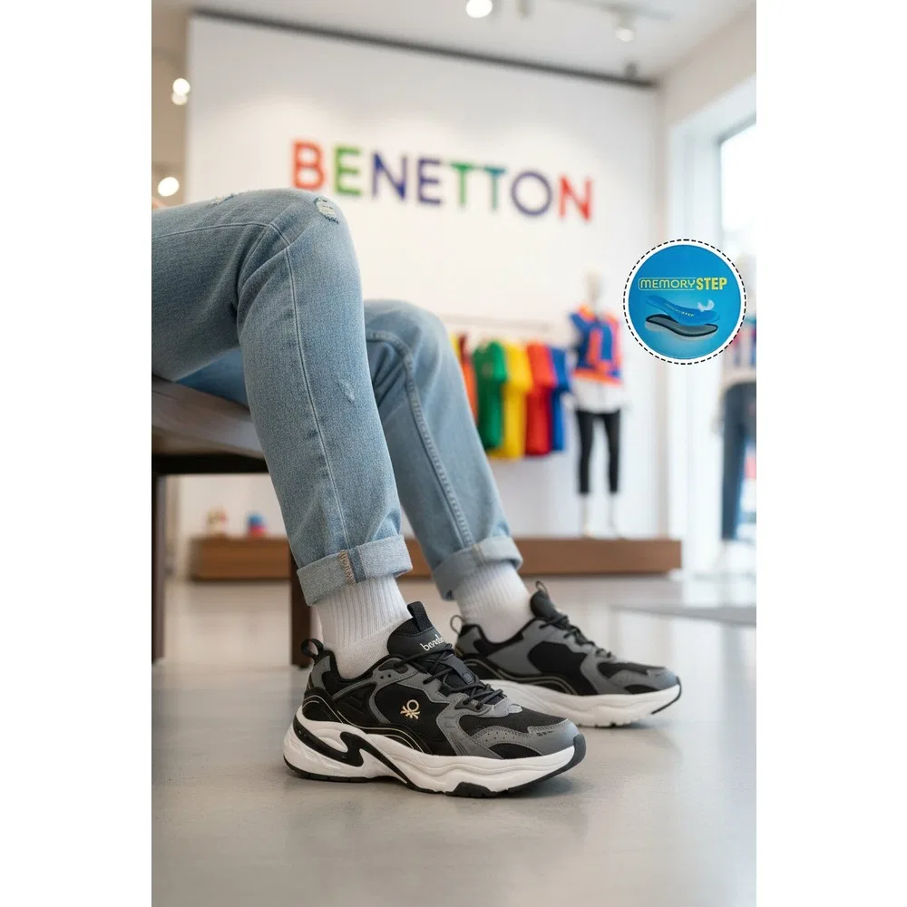 Детские кроссовки для девочек с контрастными вставками Siyah-Beyaz Unisex Spor Ayakkabı BNI-12089 M United Colors Of Benetton — фото 3