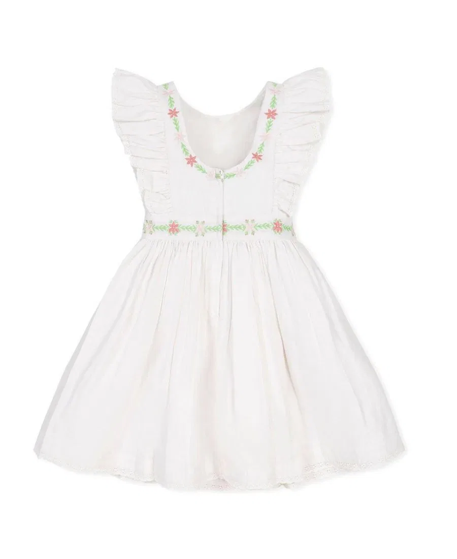 Платье-сарафан с рюшами и вышивкой, модель Ruffle Jumper Hope & Henry, White With Embroidery — фото 3
