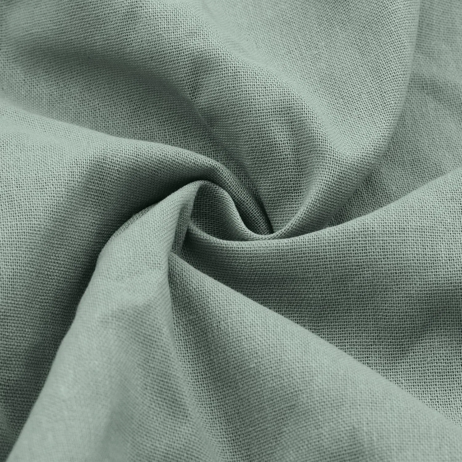Женское мини-платье с V-образным вырезом из льна и хлопка, Mint Green — фото 2