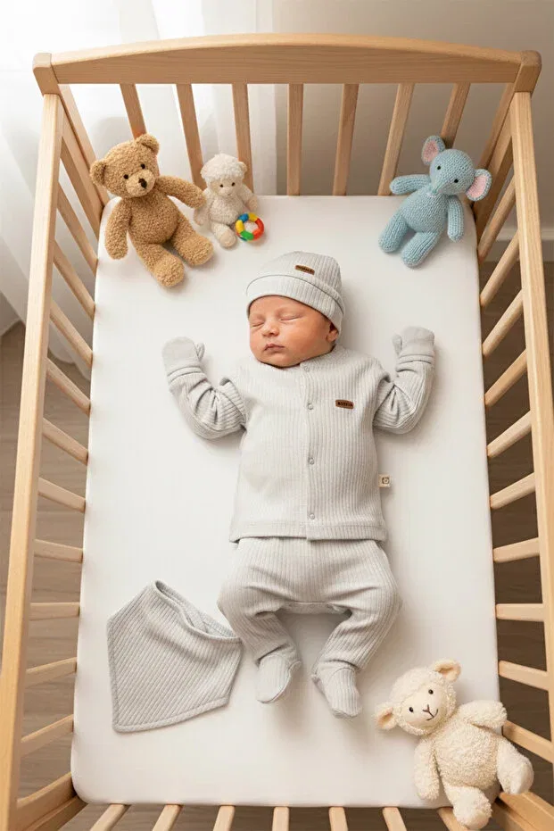 Детский комплект для выписки из роддома хлопковый Cloud shadow gray Mahfel, Gray — фото 3