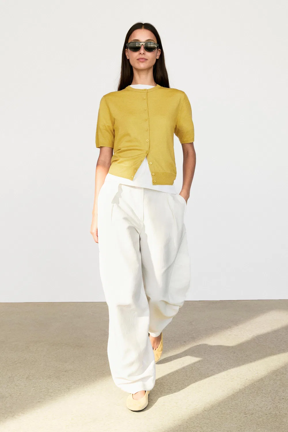 Кардиган Massimo Dutti Short Sleeve, лаймовый — фото 3