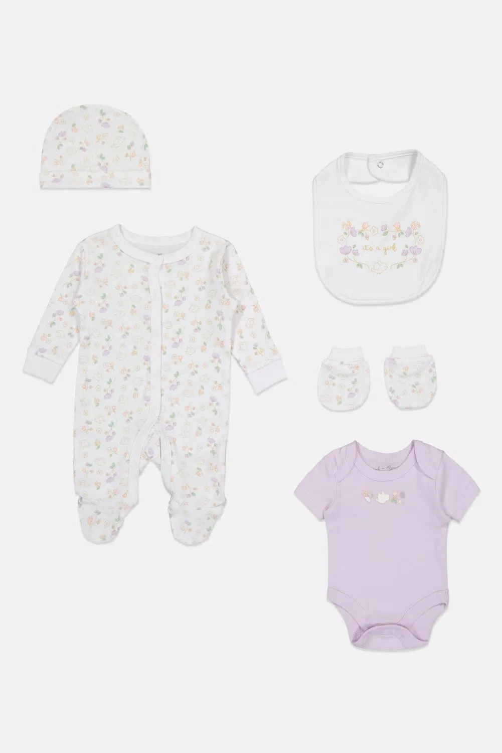 Комплект боди с принтом и слюнявчиков, 5 предметов, Rock-A-Bye Baby Boutique, разноцветный — фото 2