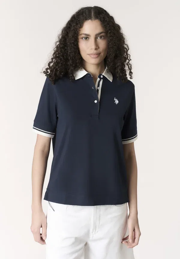 Поло хлопковое с эластаном U.S. Polo Assn. Blu, синий