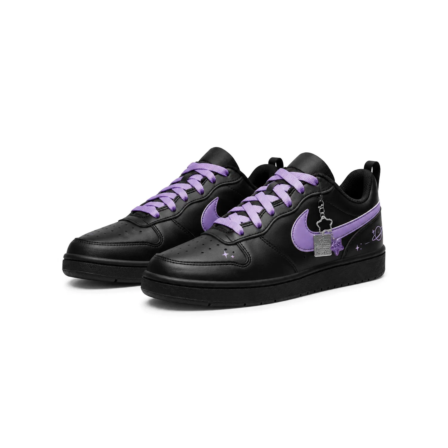 Детские кроссовки с принтом звездного неба Nike Court Borough 2, Черный — фото 4