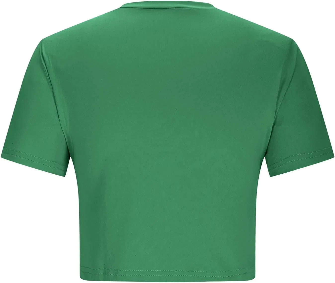 Женский топ с круглым вырезом, коротким рукавом и slim fit, Green — фото 3