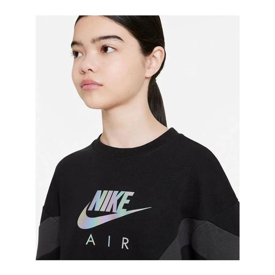 Детский свитшот с длинным рукавом Nike G Nsw Aır Ft Bf Crew, Черный — фото 3