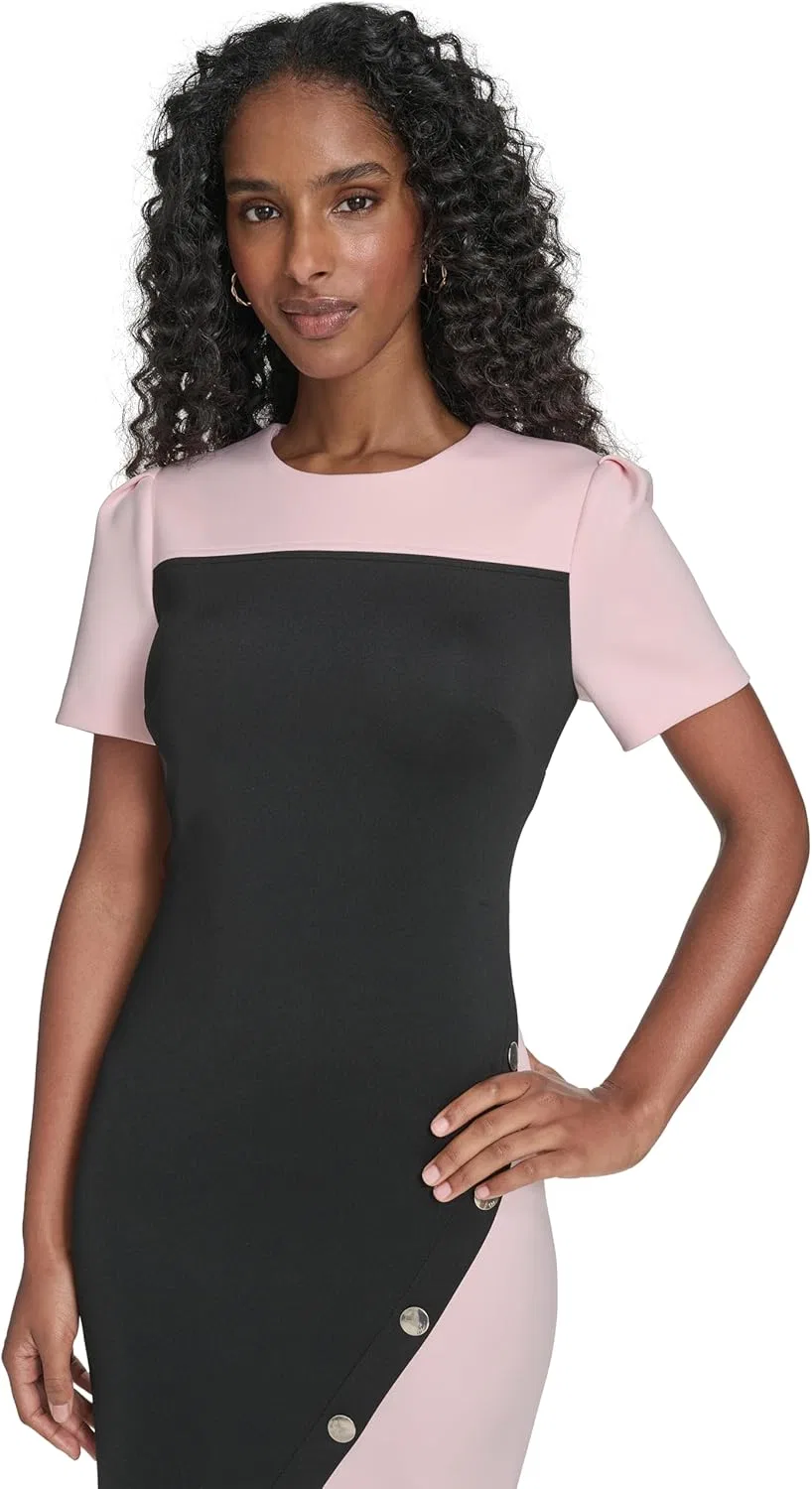 Женское мини-платье с асимметричным подолом Tommy Hilfiger, Black/Ballerina Pink — фото 2