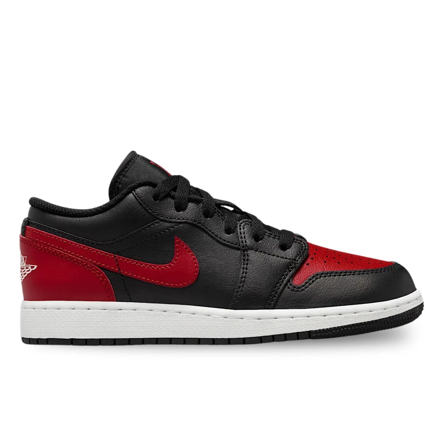 Детские кроссовки для мальчиков с принтом Air Jordan 1 Low (GS) NIKE, Nero Rosso Bianco — фото 2