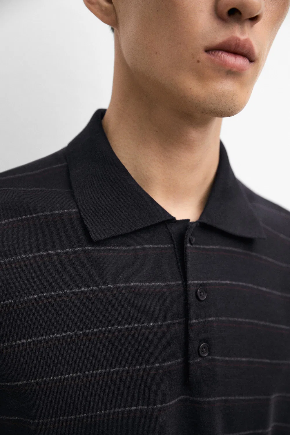 Поло Massimo Dutti, вязаное поло с короткими рукавами, темно-синий — фото 4