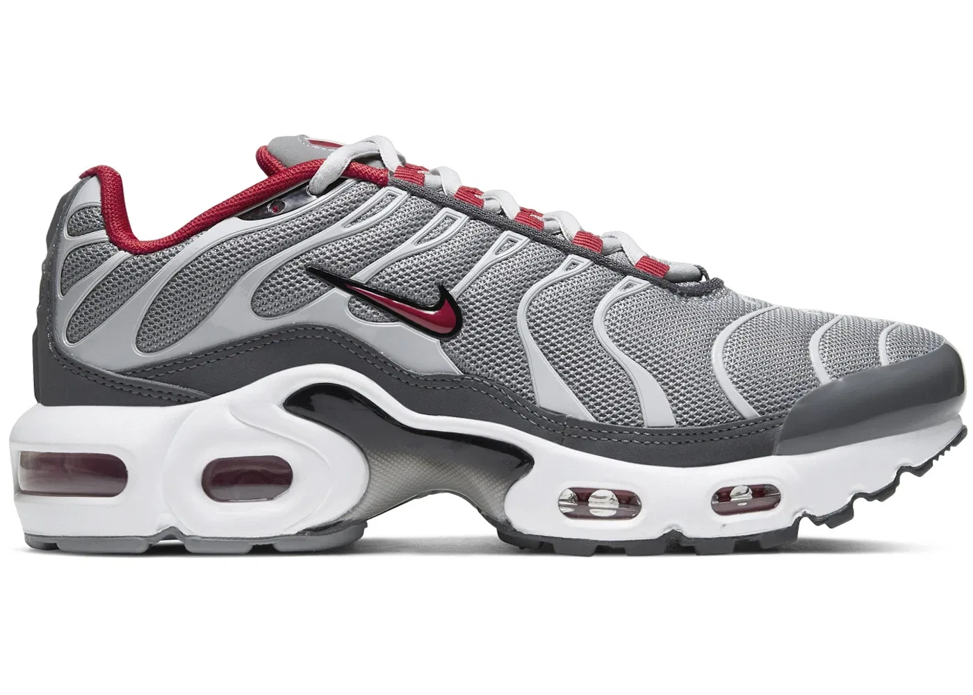 Детские кроссовки для мальчиков с амортизацией Nike Air Max Plus Nike, Particle Grey Iron Grey Grey Fog University Red