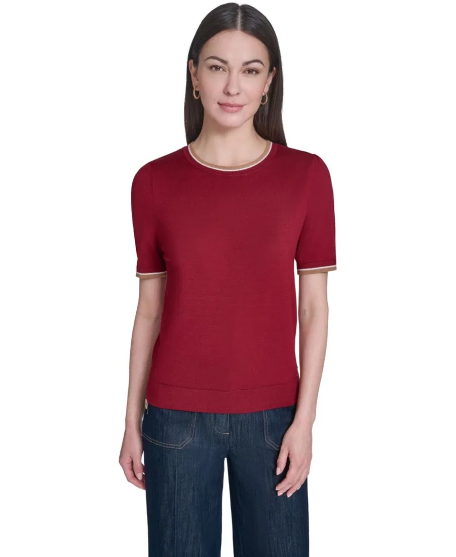 Свитер с коротким рукавом и круглым вырезом Tommy Hilfiger, Crimson Multi