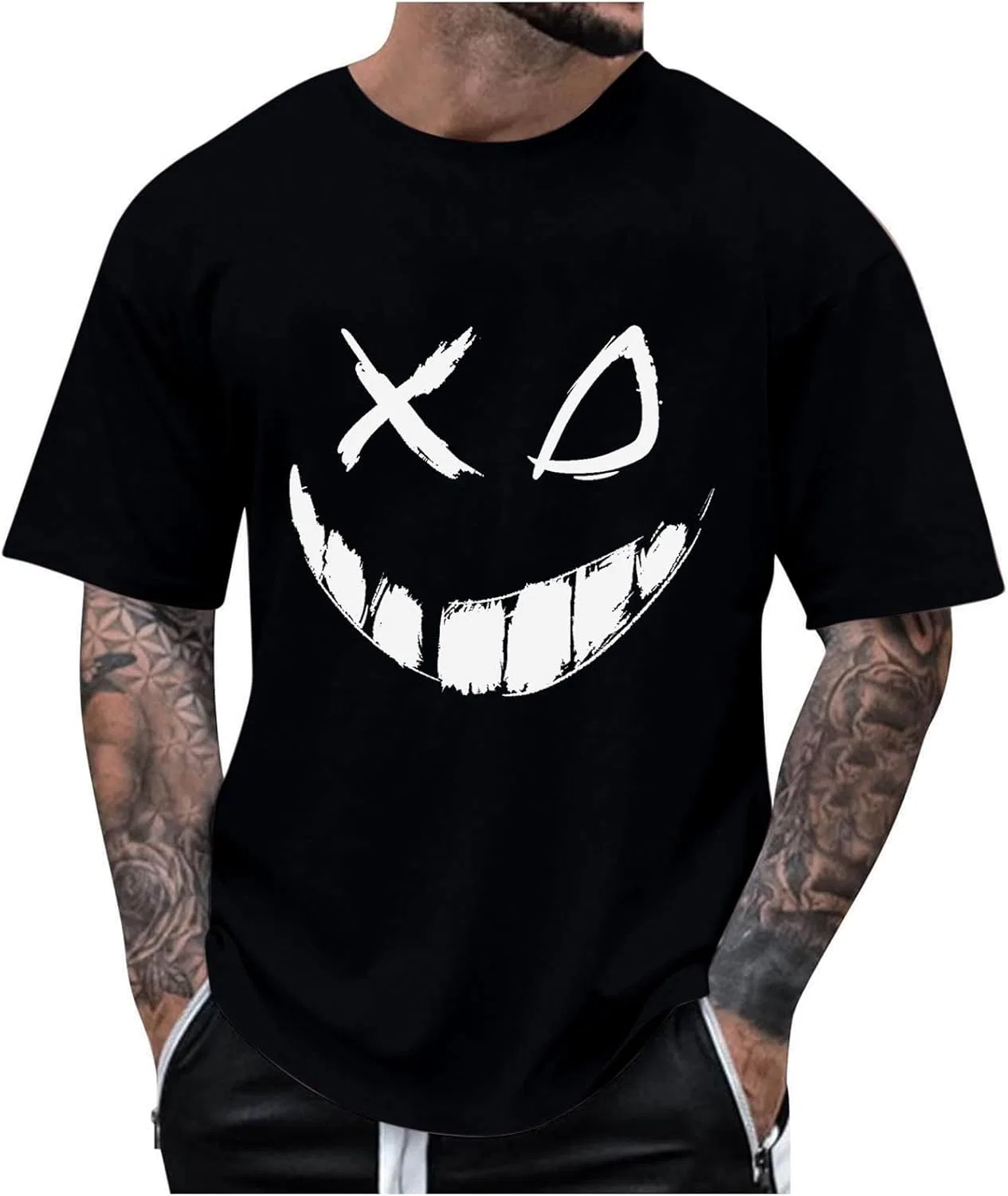 Мужская футболка с графическим принтом X-Eye-Face Drip, Black