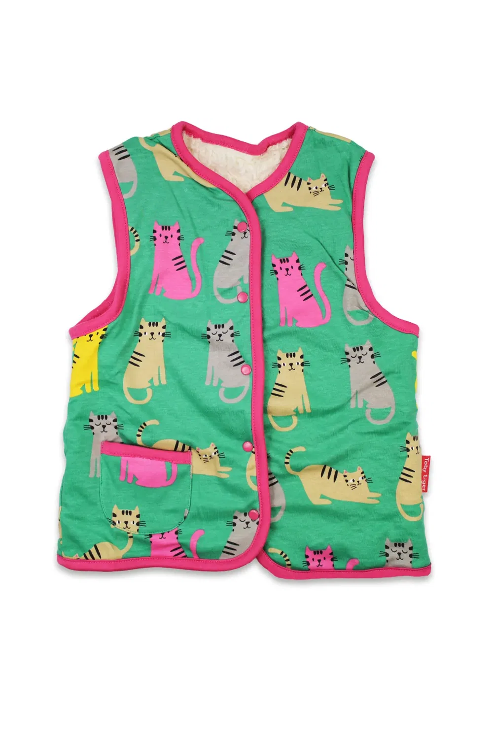 Детский жилет с принтом Kitten Reversible Gilet Toby Tiger, Green