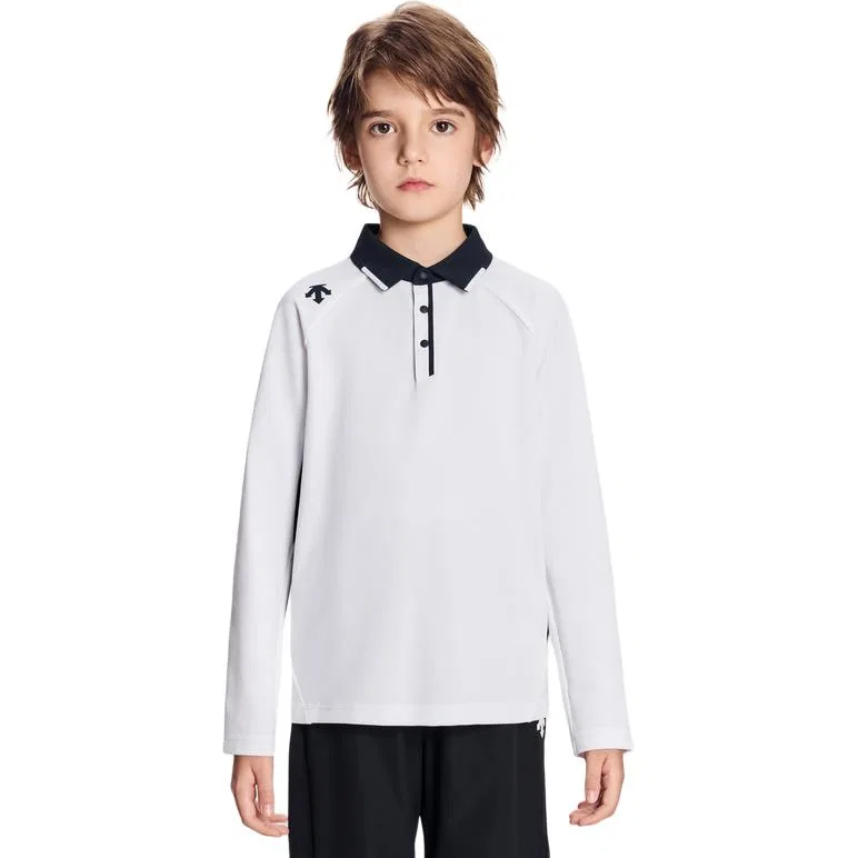 Детское поло с коротким рукавом DESCENTE, Bright White Tpg