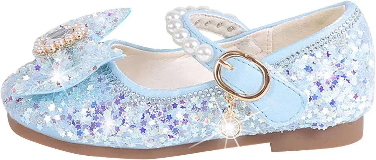 Детские туфли для девочек с принтом Rhinestone Bows, Light Blue