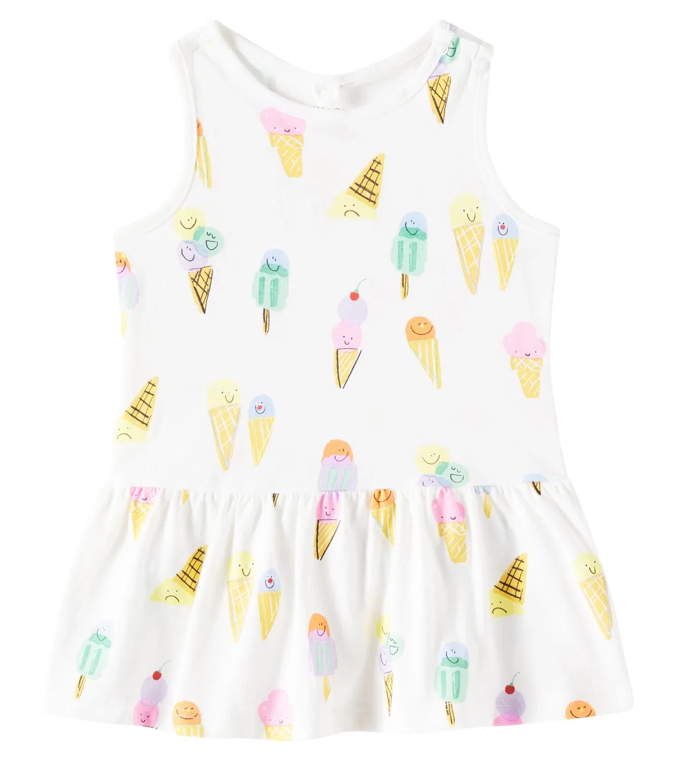 Платье хлопковое с принтом Stella Mccartney Kids, бежевый