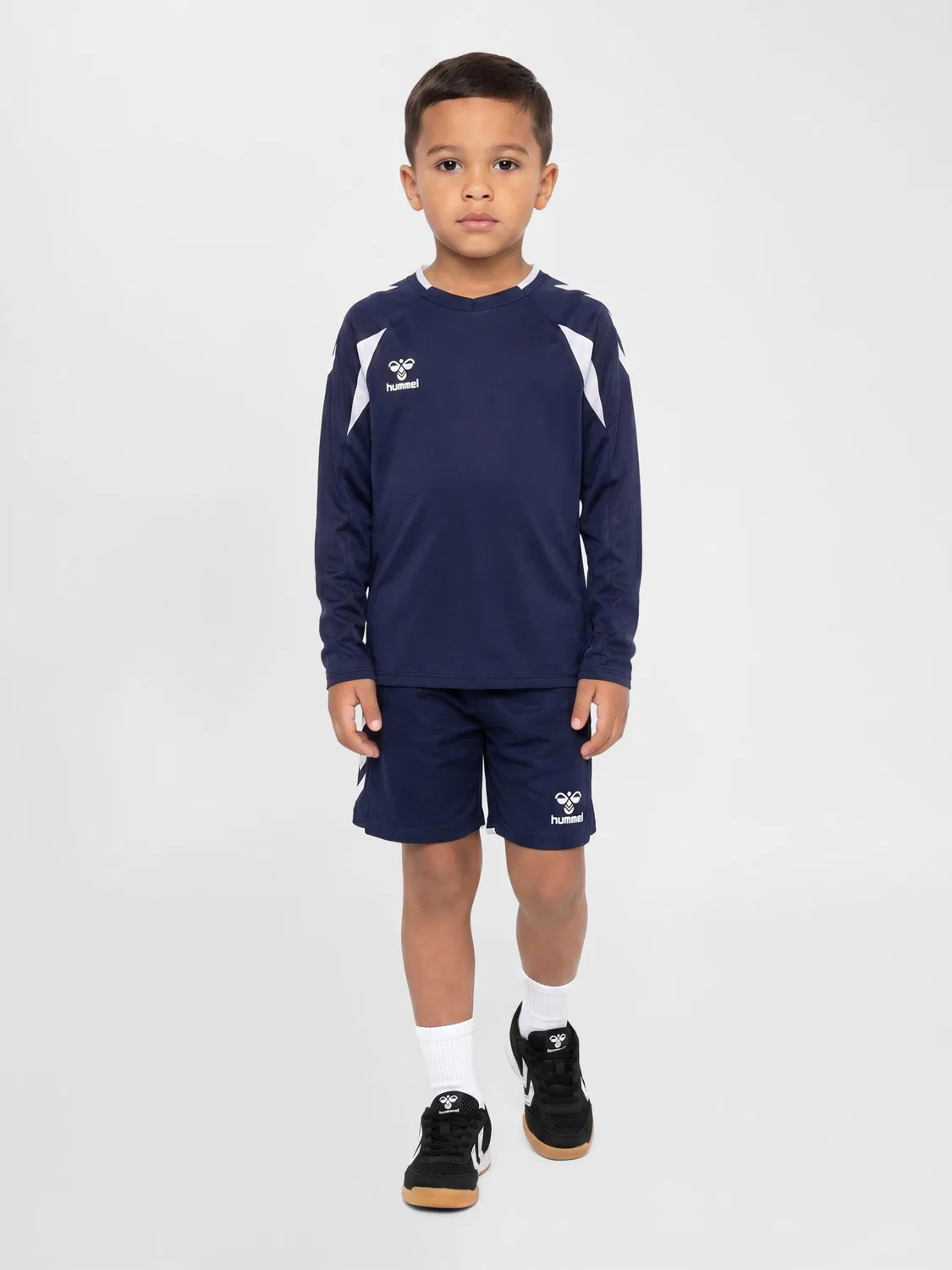 Детские шорты из гладкой ткани с моделью Hmlcore, Hummel, Midnight Indigo / White — фото 3