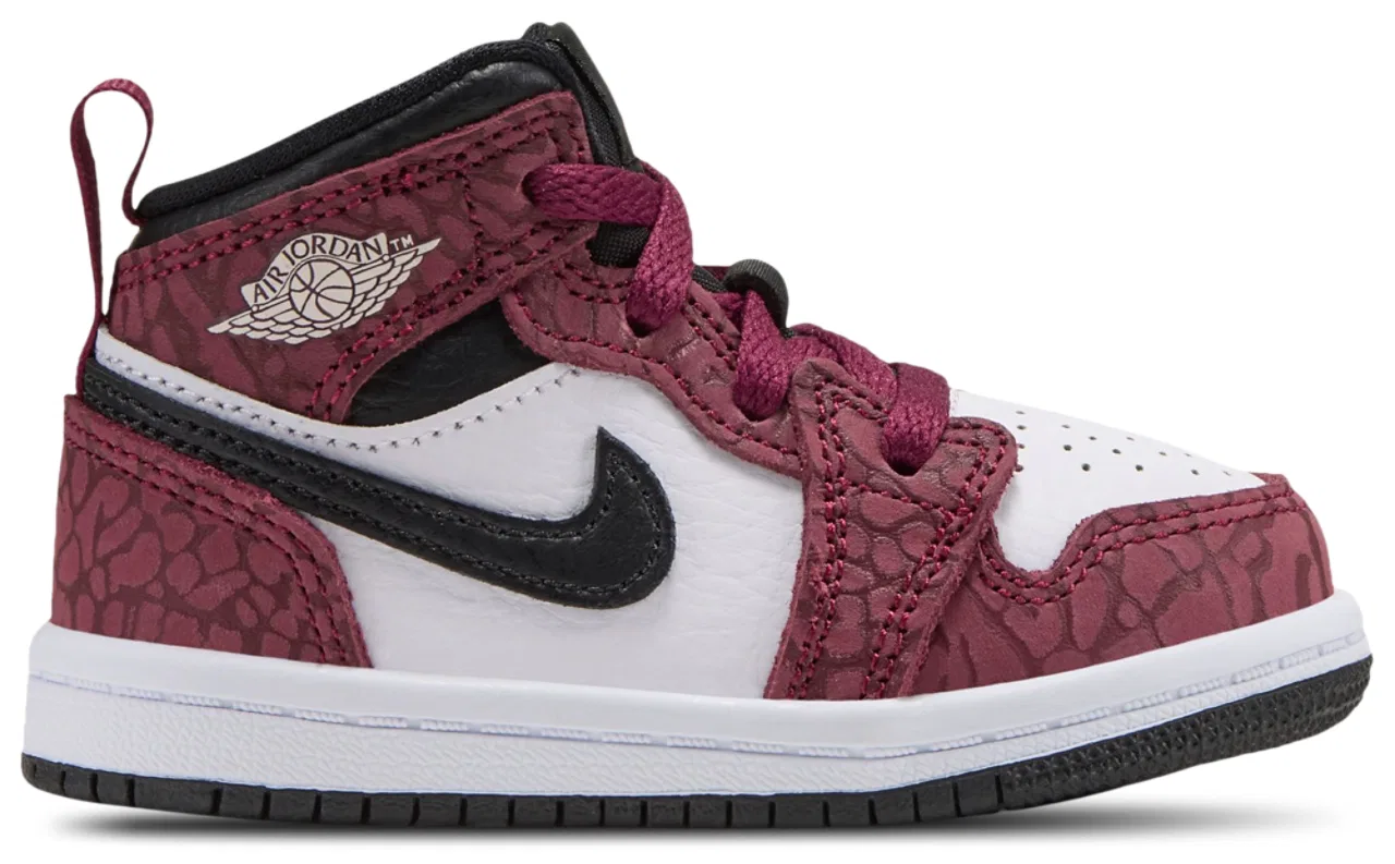Детские баскетбольные кроссовки для мальчиков с кожаным верхом AJ 1 Mid SE Jordan, красный/белый/черный