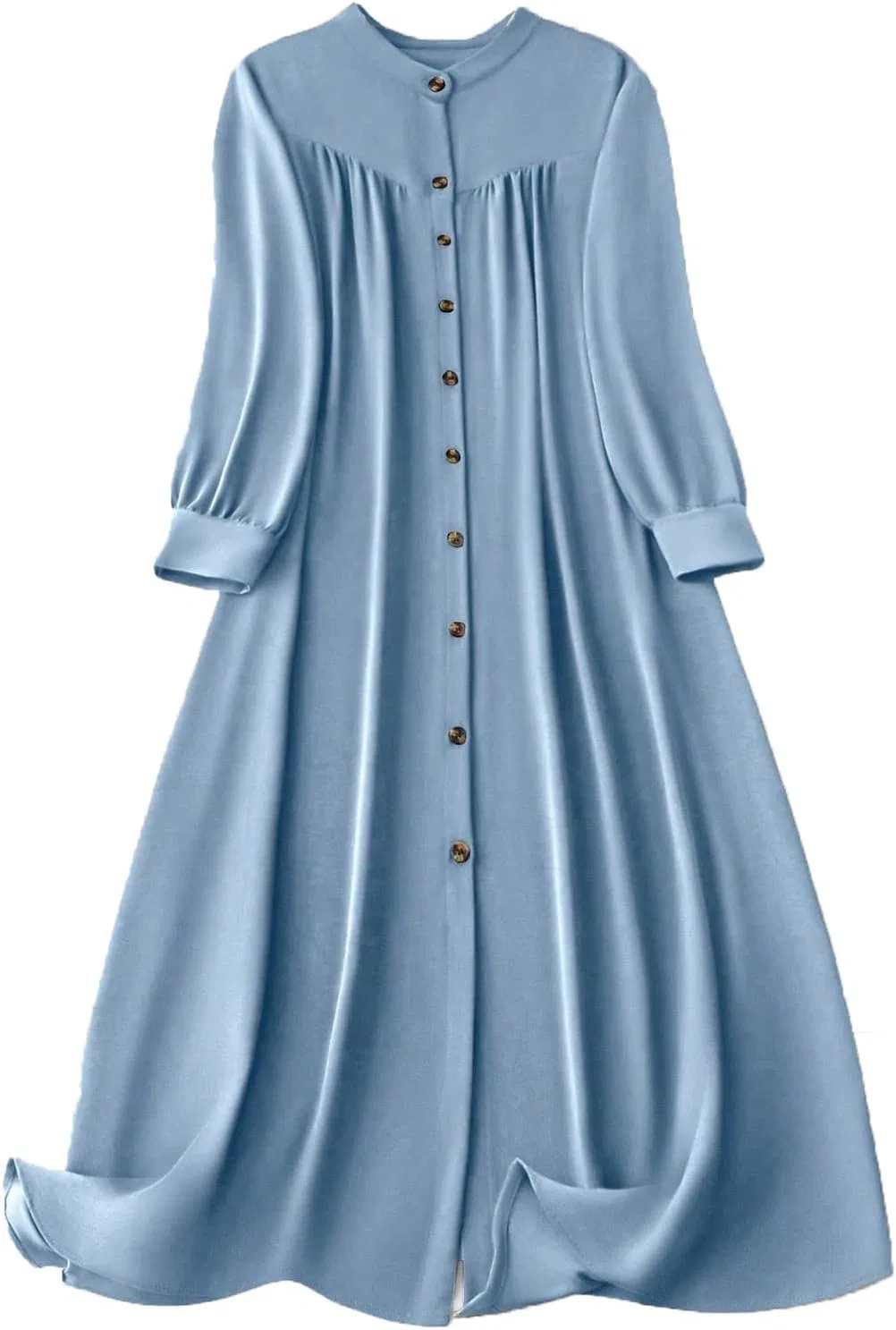 Женское повседневное миди-платье с пуговицами, Light Blue