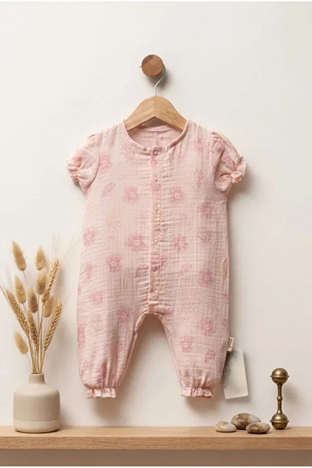 Детское боди-комбинезон для девочек хлопковый Meyastore, Pink — фото 2