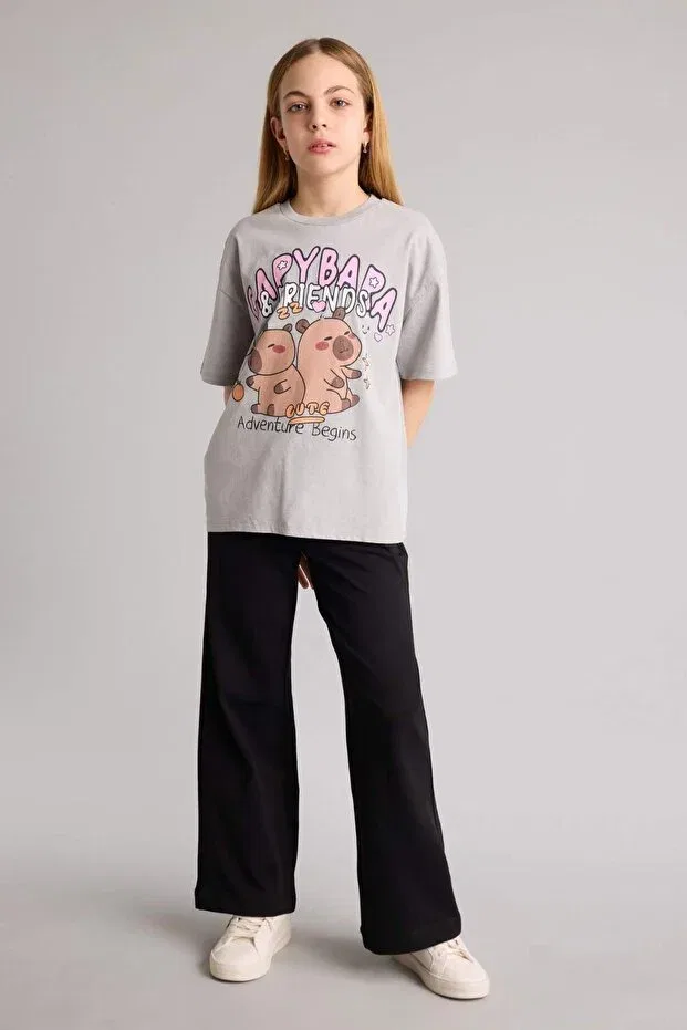 Детские брюки для девочек широкие хлопковые Defacto, Black-Bk81