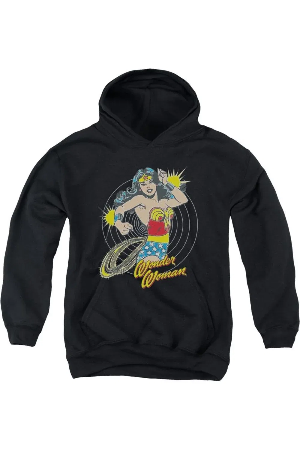 Детское худи с капюшоном DC Comics Spinning Gildan, черный