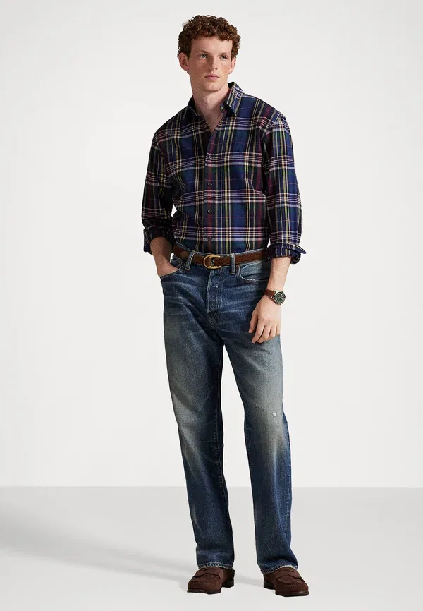 Рубашка с клеткой Custom fit plaid oxford shirt Polo Ralph Lauren, темно-синий Wine Multi — фото 2