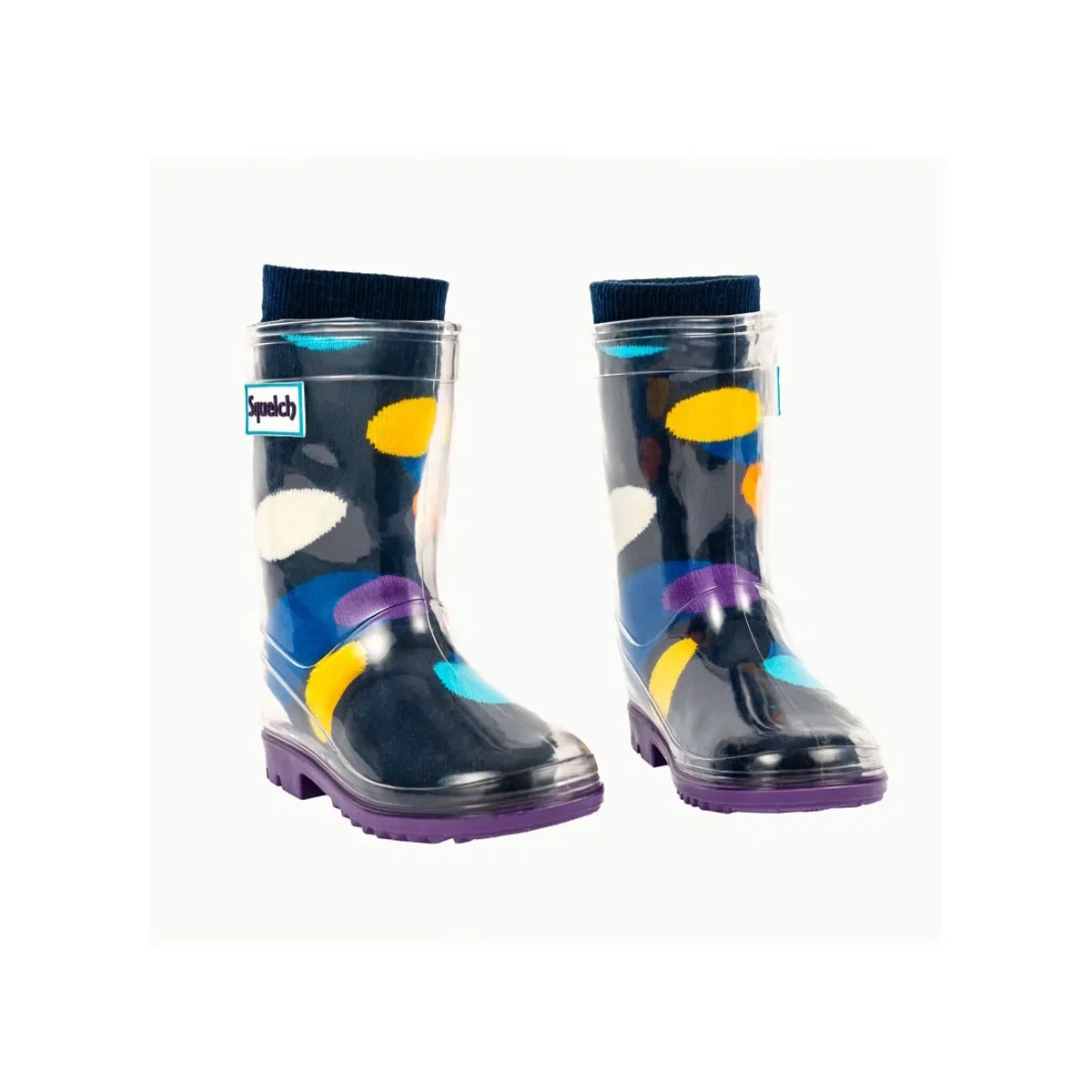 Детские носки для резиновых сапог с принтом Spots Squelch Wellies, Navy — фото 2