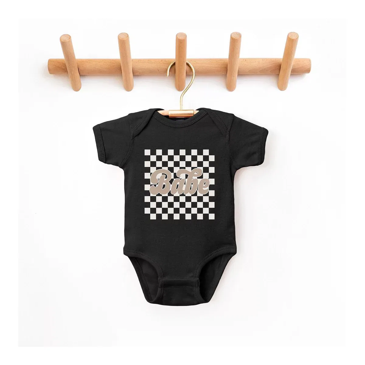 Детский боди с коротким рукавом Retro Checkered Babe The Juniper Shop, Black