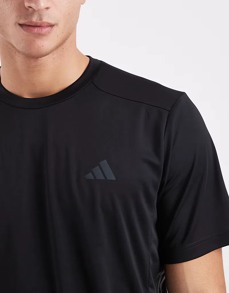 Футболка Adidas Performance Tech Essentials для тренировок с тремя полосками, черный — фото 4
