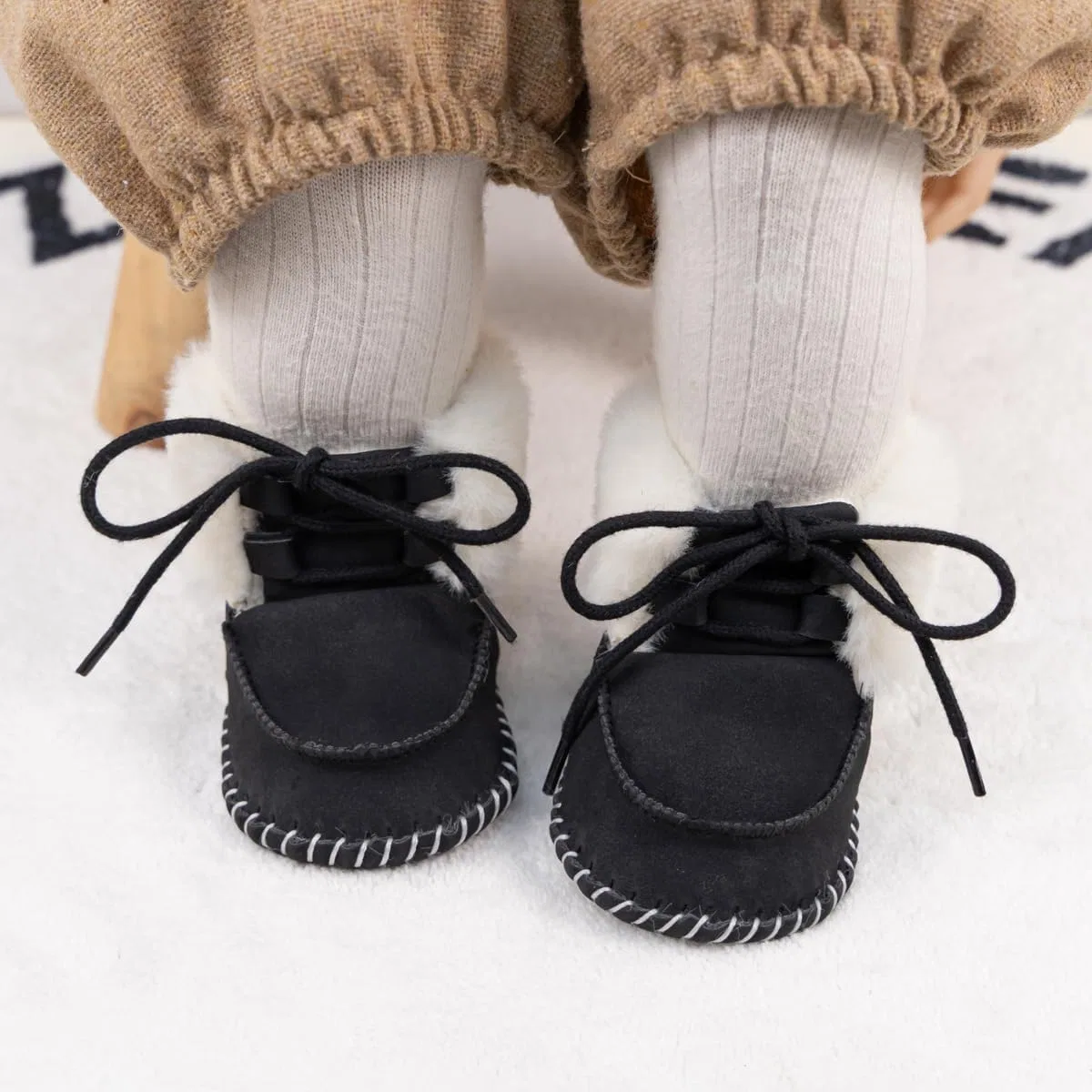 Детские зимние сапоги из плюша для мальчиков и девочек Sawimlgy, Black — фото 2