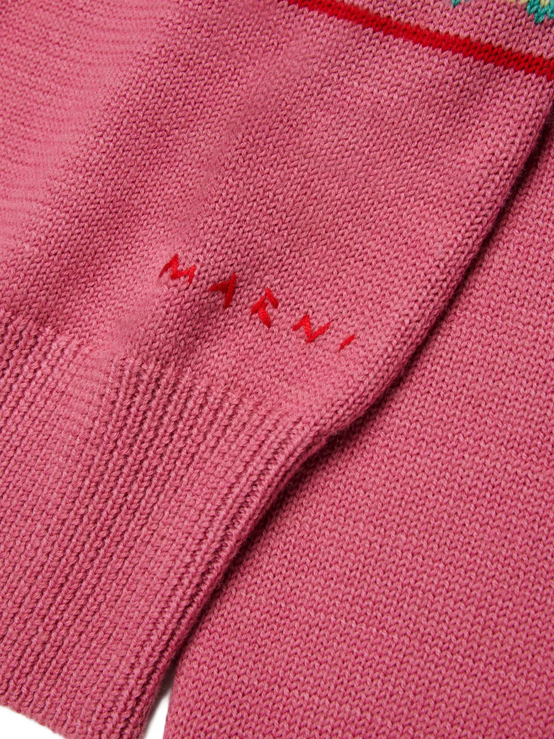 Жаккардовый свитер Marni Kids, розовый — фото 4