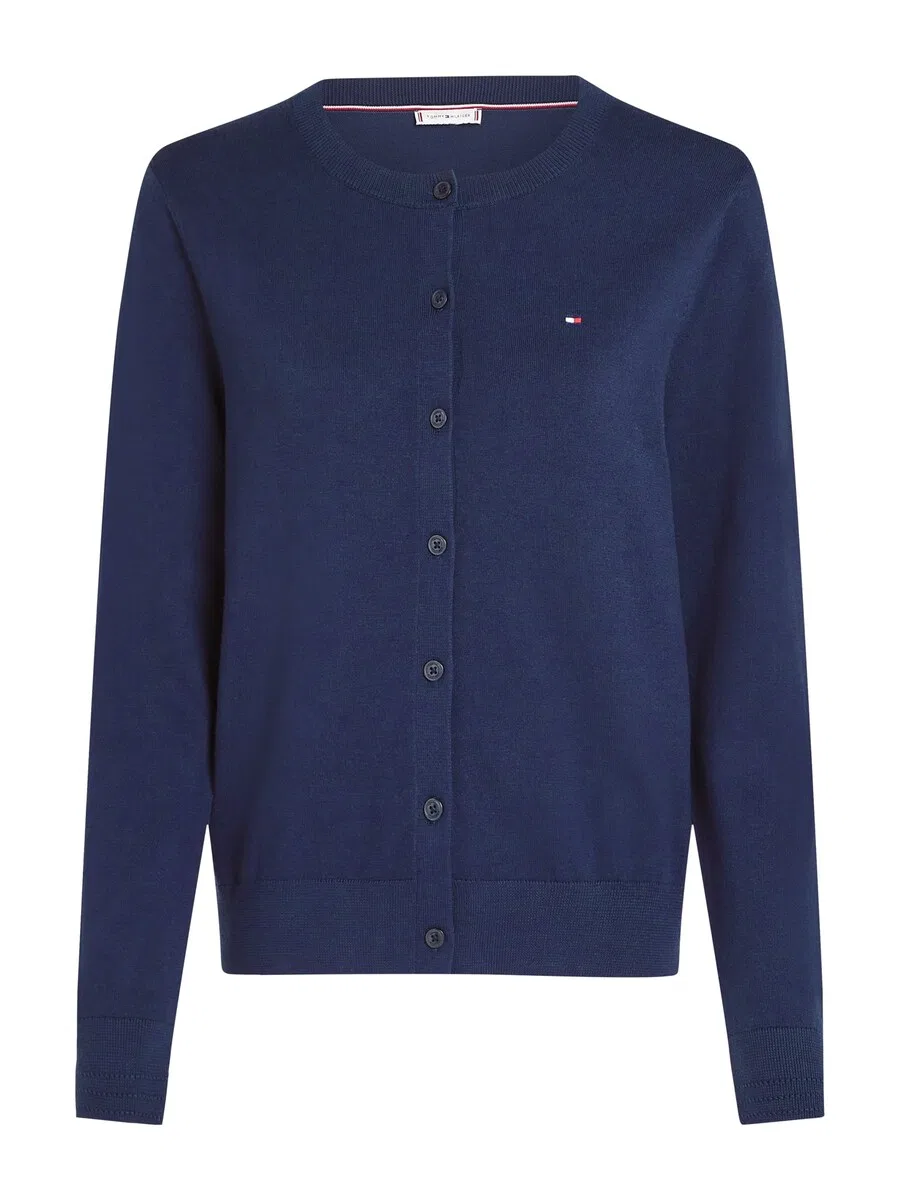 Вязаный кардиган TOMMY HILFIGER 'Fine' темно-синего цвета