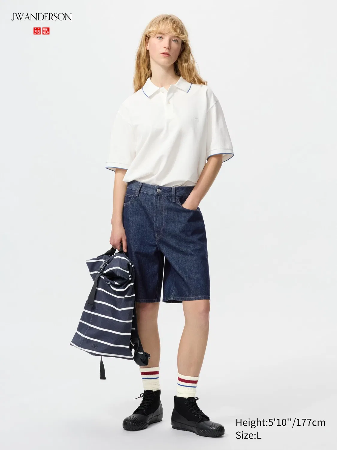 Рубашка-поло Uniqlo, из пике, для мужчин, белый — фото 4