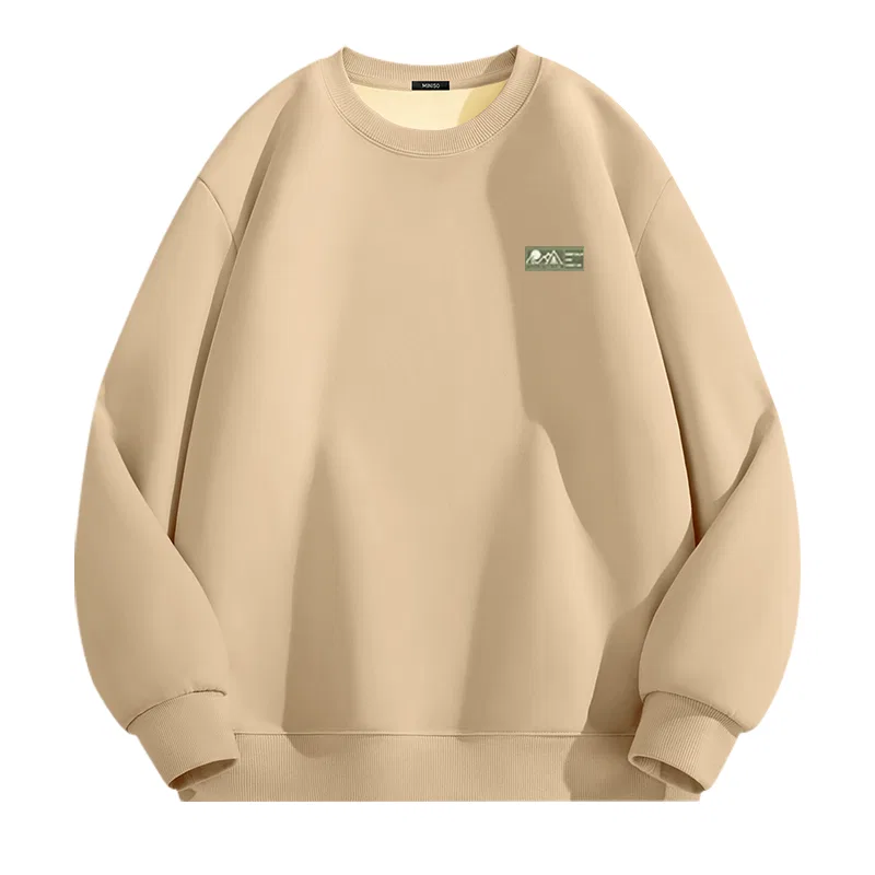 Детский свитшот с начесом MINISO, Khaki (Ma White Green Label Chest Logo)