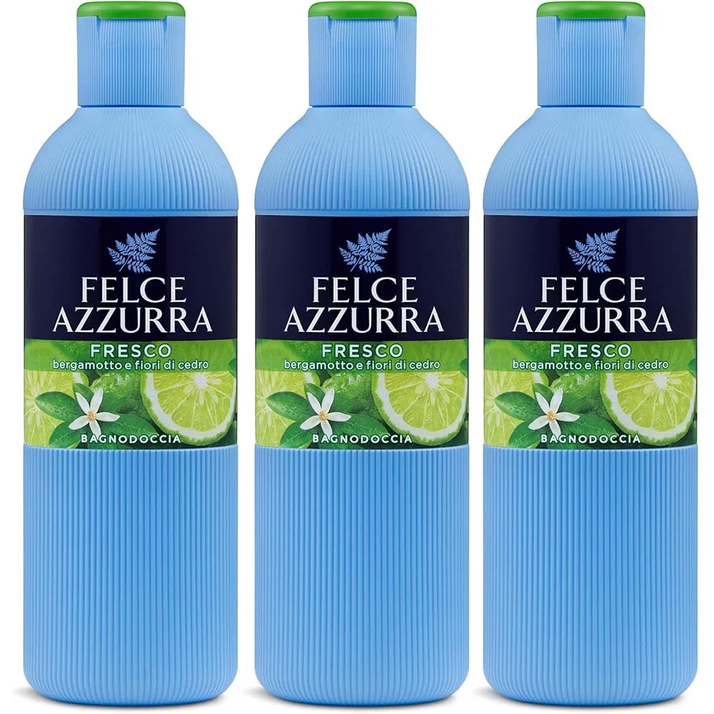 Гель для душа Felce Azzurra Fresco Bergamot and Cedar Blossom, набор 3 шт. по 650 мл Mendosa