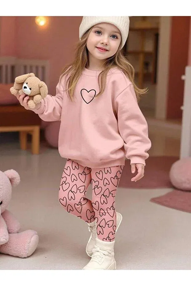 Детский спортивный комплект для девочек хлопковый Milays Life Home Collection, Pink Heart