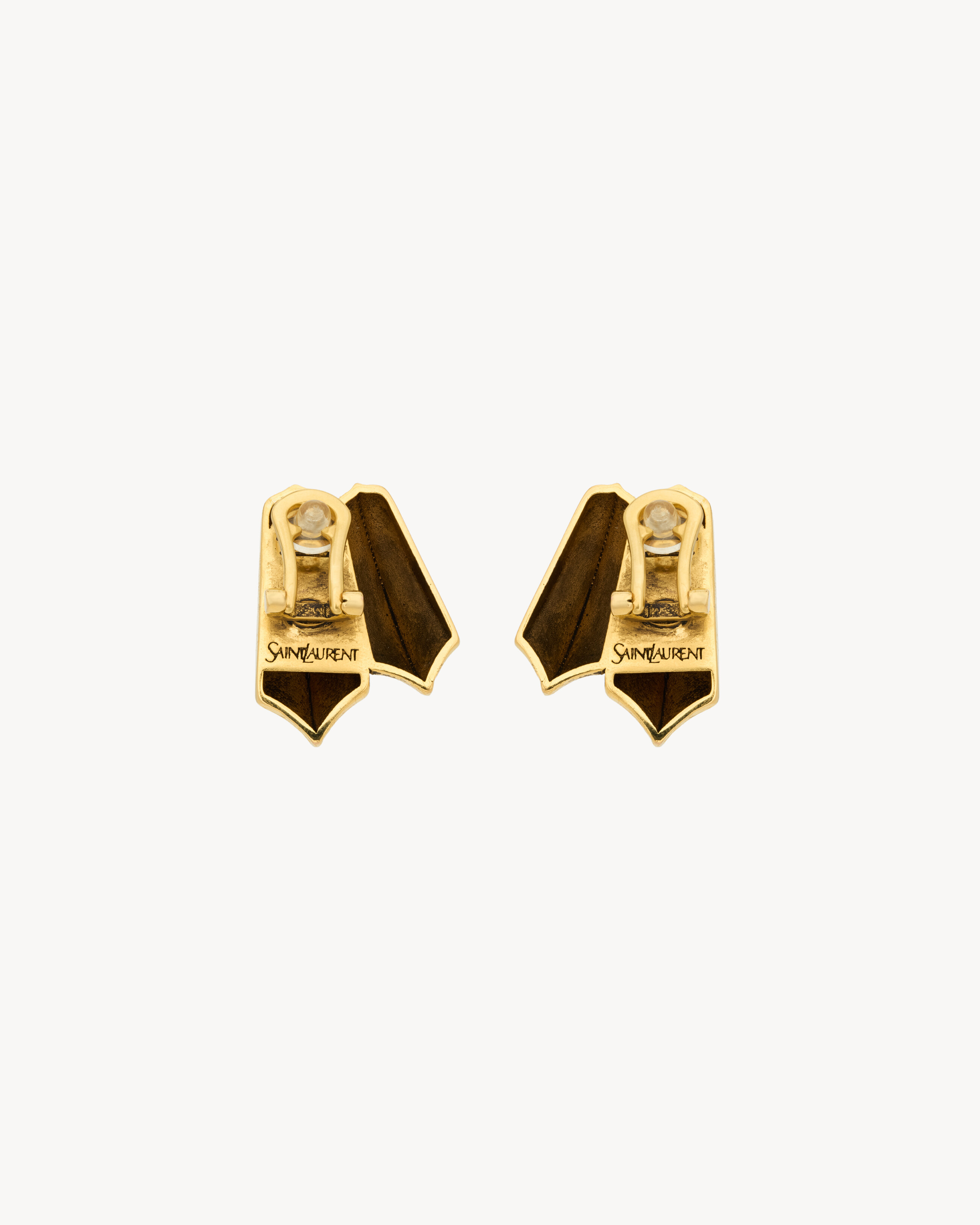Серьги с двумя лезвиями из металла Saint Laurent, золото — фото 2