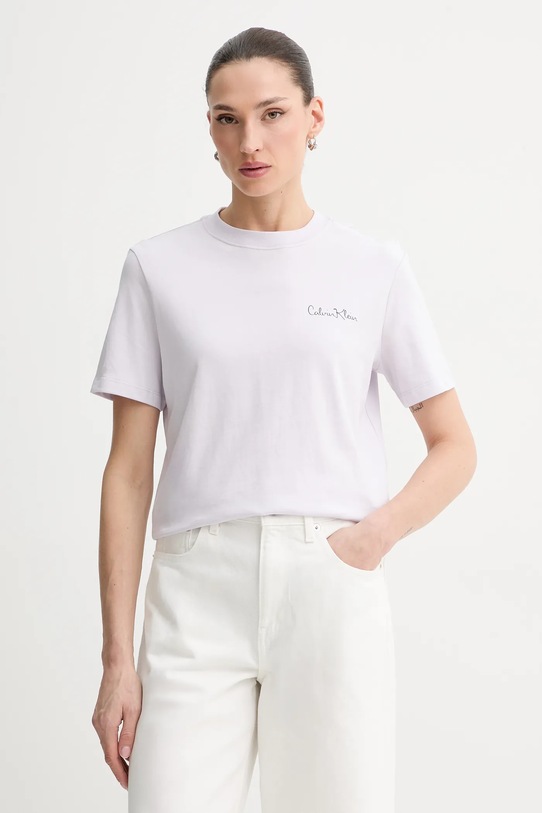 

Хлопковая футболка Calvin Klein Jeans, фиолетовый