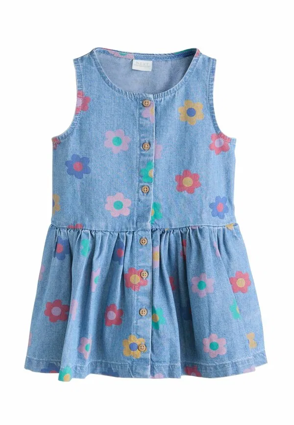 Джинсовое платье прямого кроя без рукавов Next, Flower Print