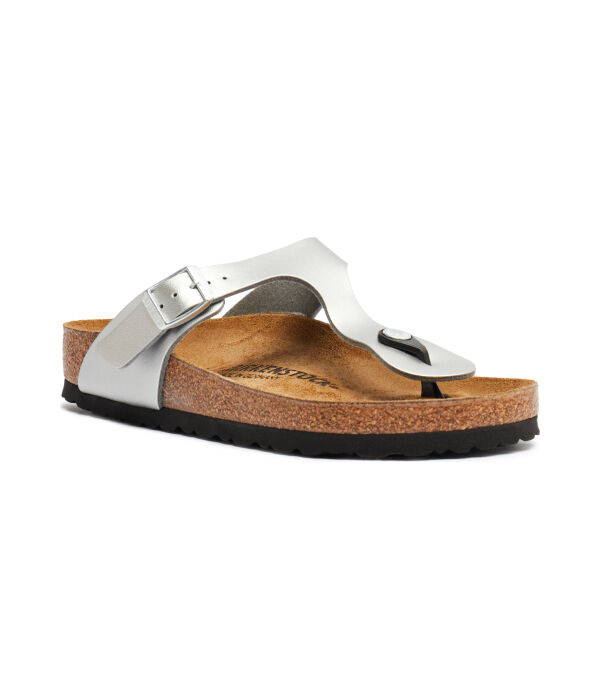 Шлепанцы женские Birkenstock на пробковой подошве, серебряный