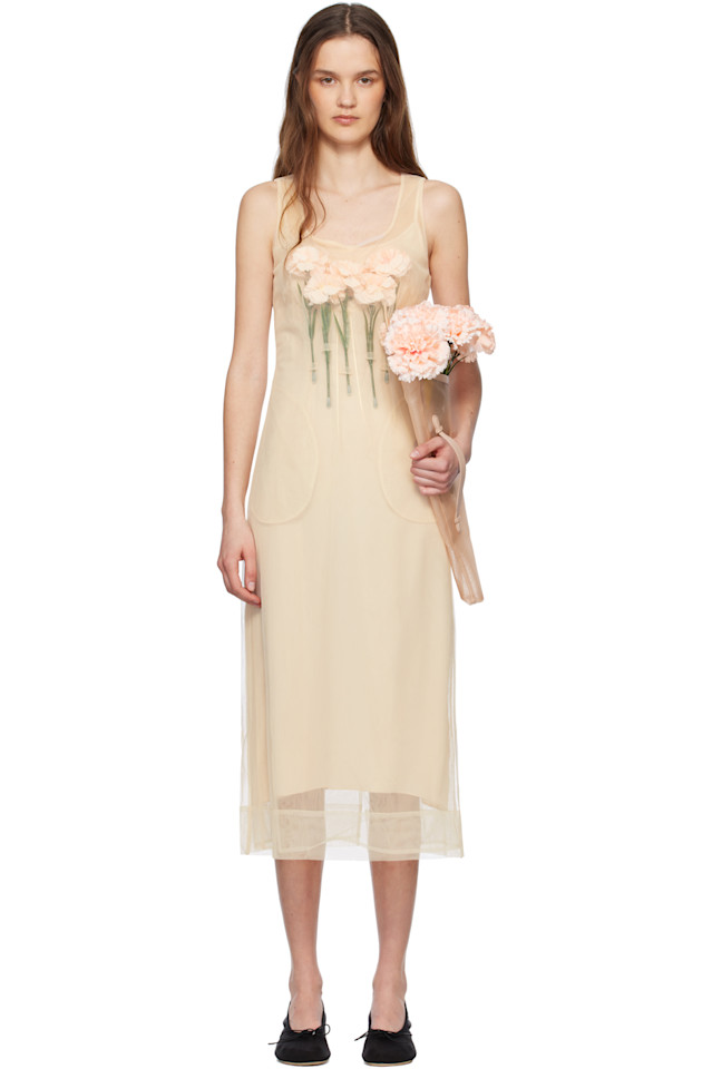 

Платье миди Carnation dart Simone Rocha, цвет nude