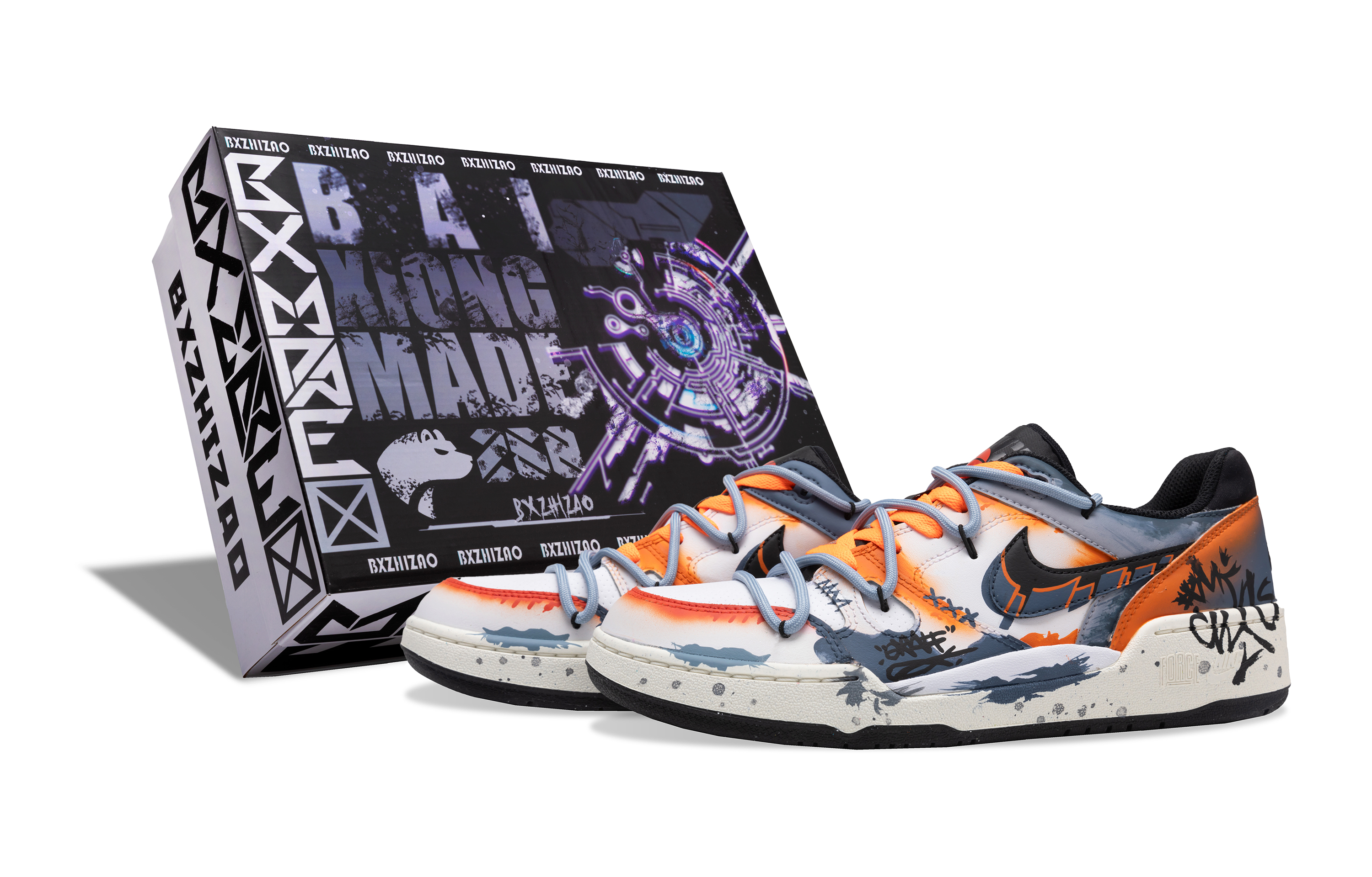 

Nike Износостойкие низкие кроссовки для скейтбординга Full Force, мужские, сине-оранжевые
