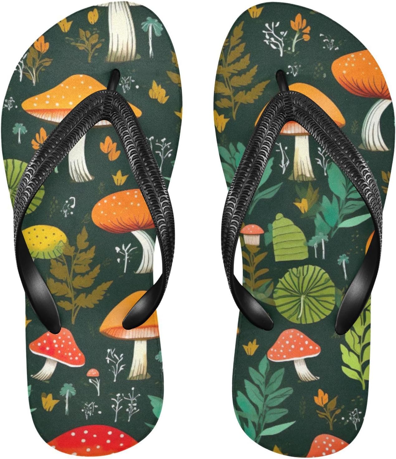 

Шлепанцы с рисунком грибных листьев, пляжные летние повседневные сандалии для женщин и мужчин, тапочки для душа, размер XS Kfbe, Mushroom