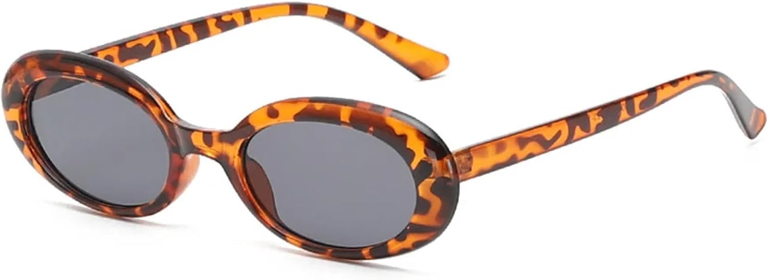 

Ретро овальные солнцезащитные очки в маленькой оправе для женщин и мужчин, очки желейного цвета, защита от УФ-излучения UV400, модные солнцезащитные очки с овальными линзами TKKTLLT, Leopard Gray