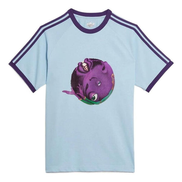 

Футболка adidas originals Originals x Kerwin Frost Crossover Cartoon Pattern Printing Sports Short Sleeve Pink Blue, синий