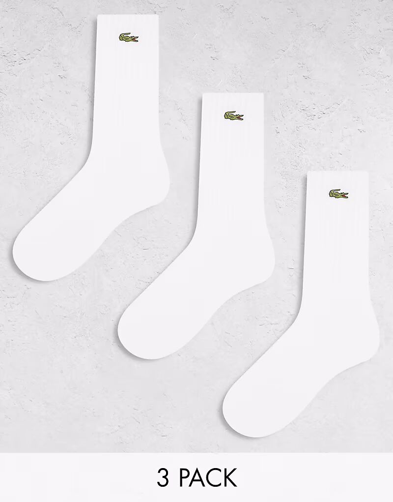 

Носки Lacoste длиной до щиколотки с логотипом, 3 пары, белого цвета