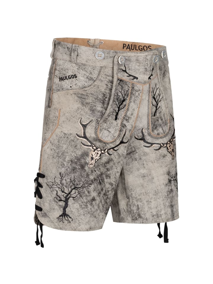 

PAULGOS Кожаные шорты, натуральная кожа, модель HK6 ANTIK, цвет полуночно-серый