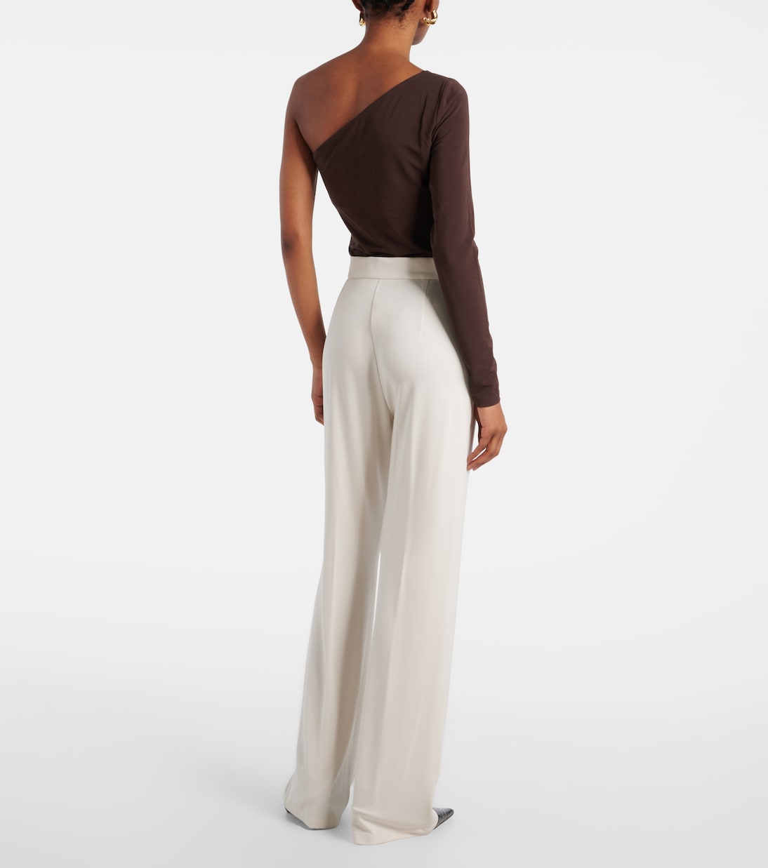 Прямые брюки из джерси с высокой талией Dinda Max Mara, Corda Chiaro — фото 3
